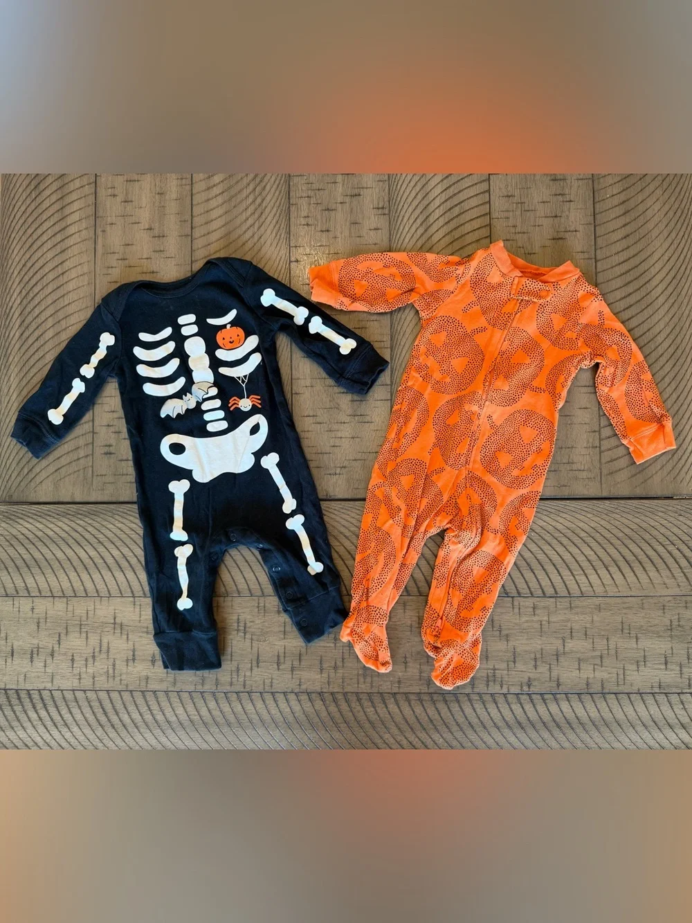 Carter's Halloween Skeleton & Jack-O'-Lantern One-Piece Pajamas - Black & Orange